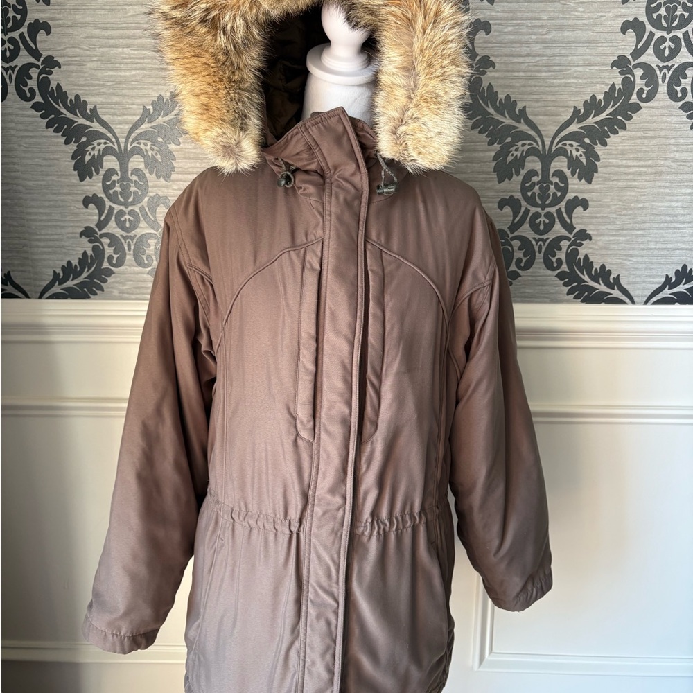 Cabela's Brown Hooded Thinsulate Gore-Tex‎ Jacket with Removable Fur Trim Small